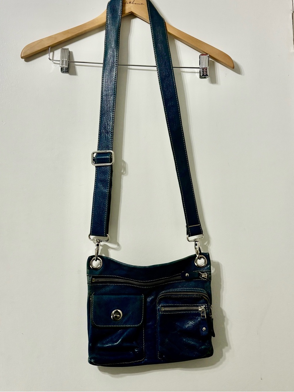 Leather Crossbody Bag in Dark Teal
